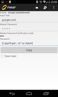 Main generated password